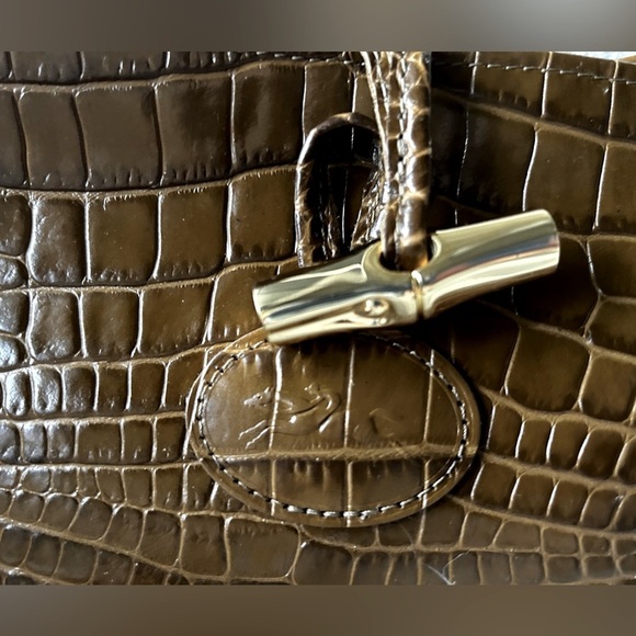 Longchamp Small Roseau Croc Embossed Top Handle Bag Leather - Picture 6 of 7